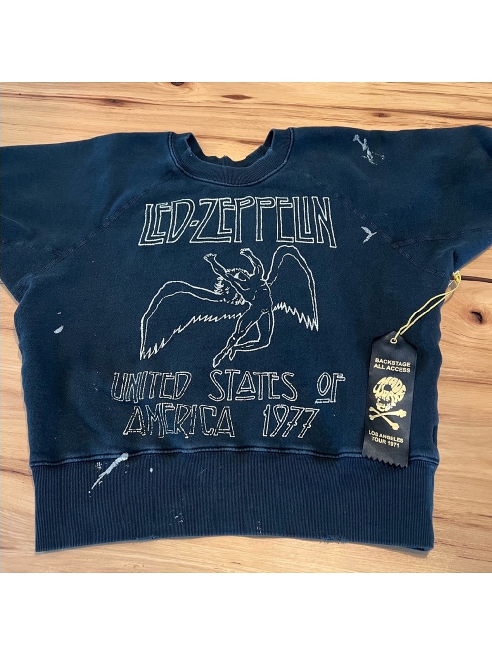 NWT Madeworn Led Zeppelin United States of America 1977 Navy Graphic Sweatshirt